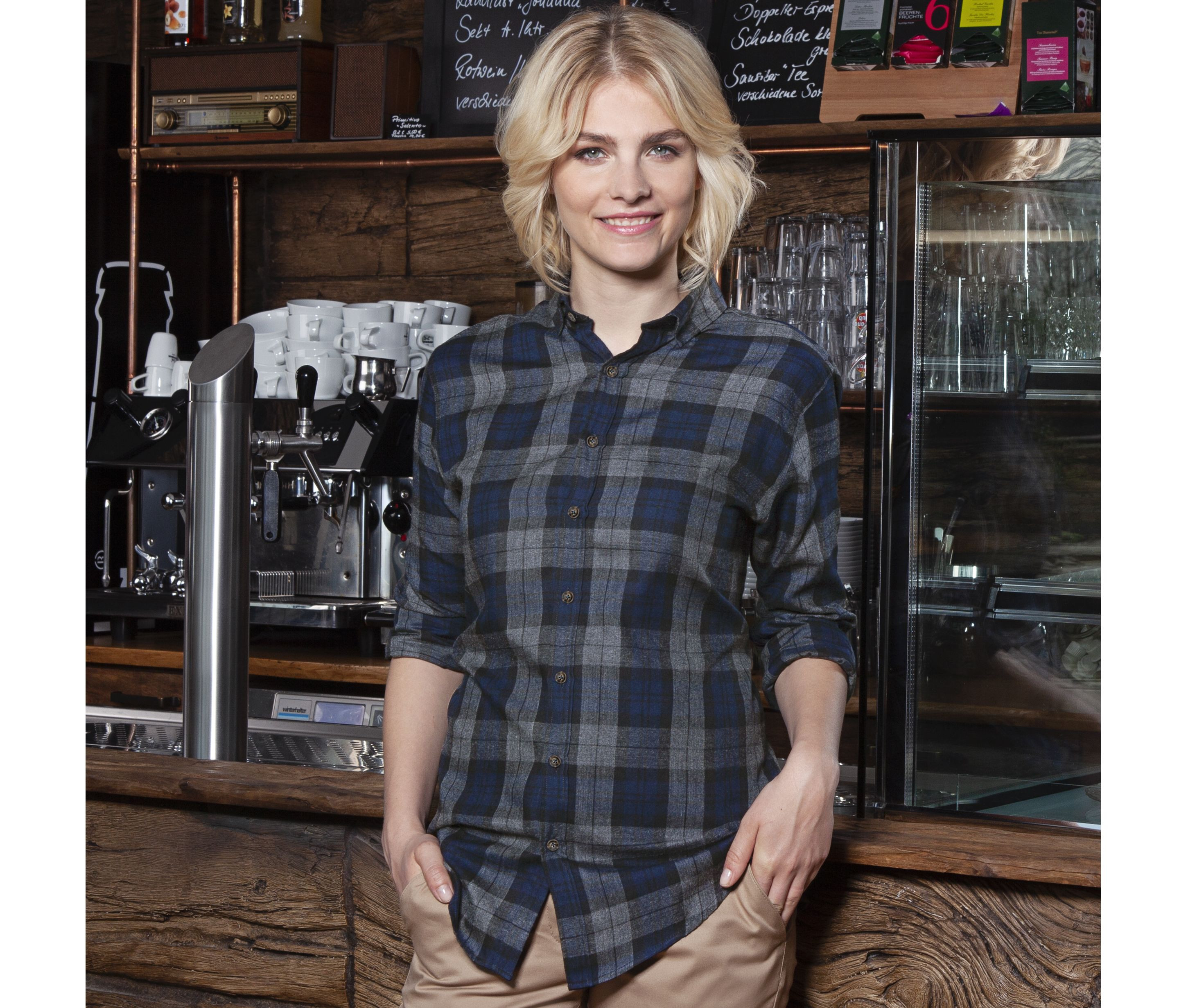 LADIES' CHECKED BLOUSE URBAN-STYLE