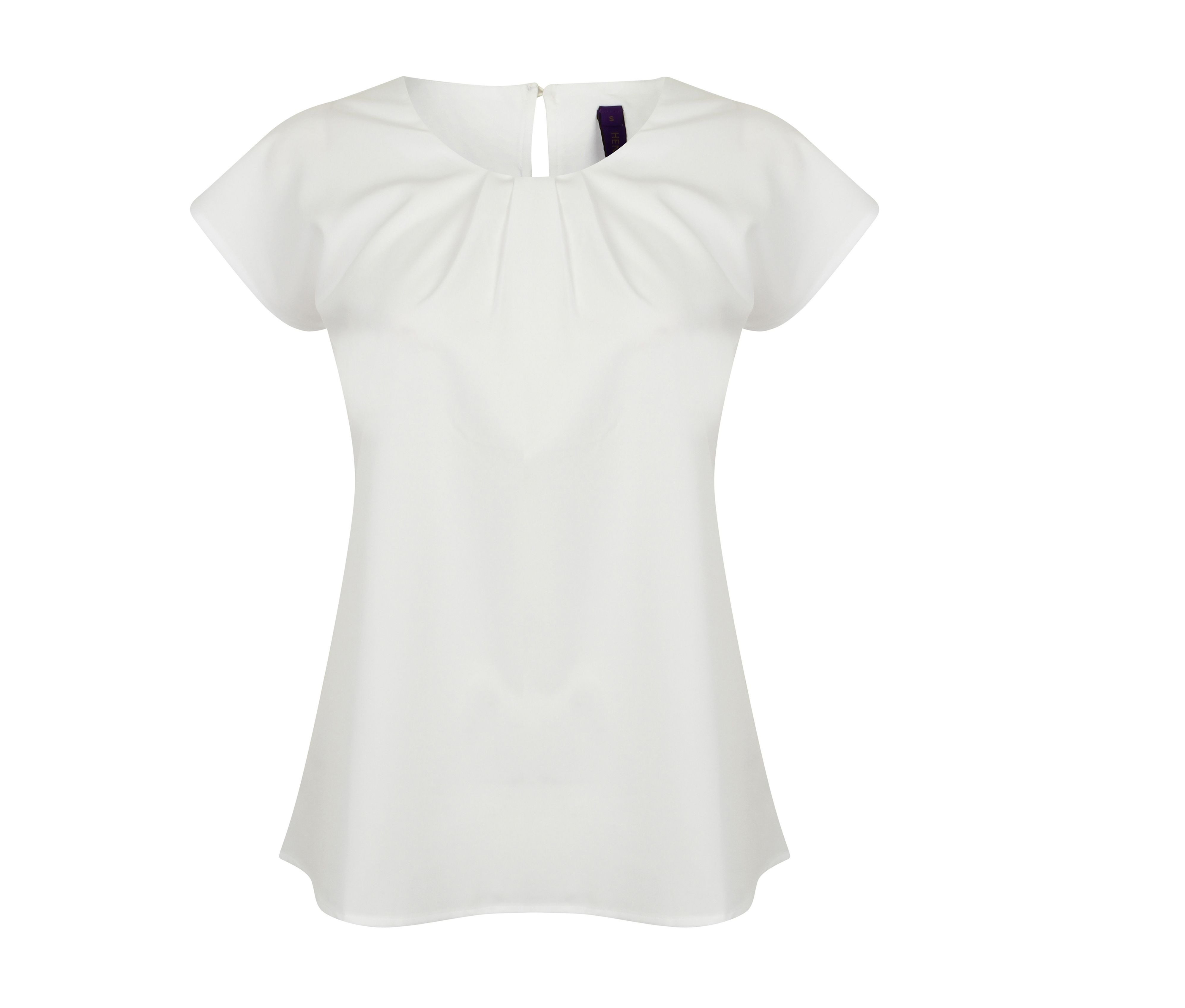 LADIES' PLEAT FRONT SHORT SLEEVED BLOUSE